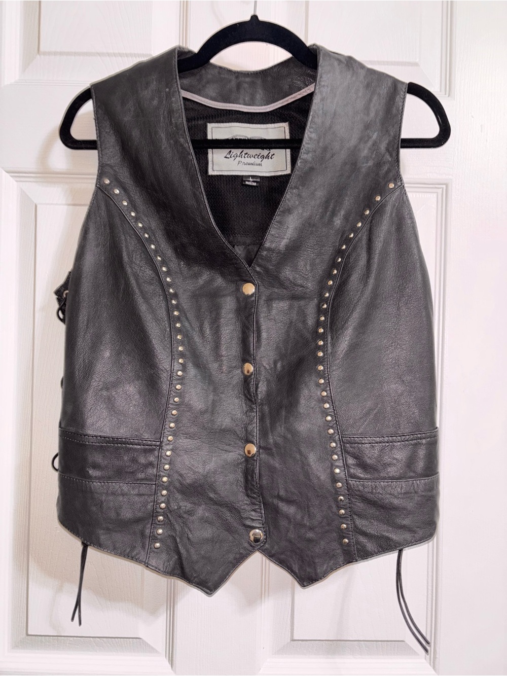 Unik Black Studded Leather Vest